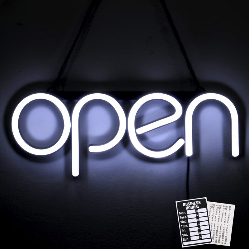 LOSTRONAUT LED Neon Open Sign Light. Perfect to Advertise Storefront, Business, Office, Shop and Restaurant. Ultra Bright White Designer Color. Custom Built, Elegant Window Display - Image 1